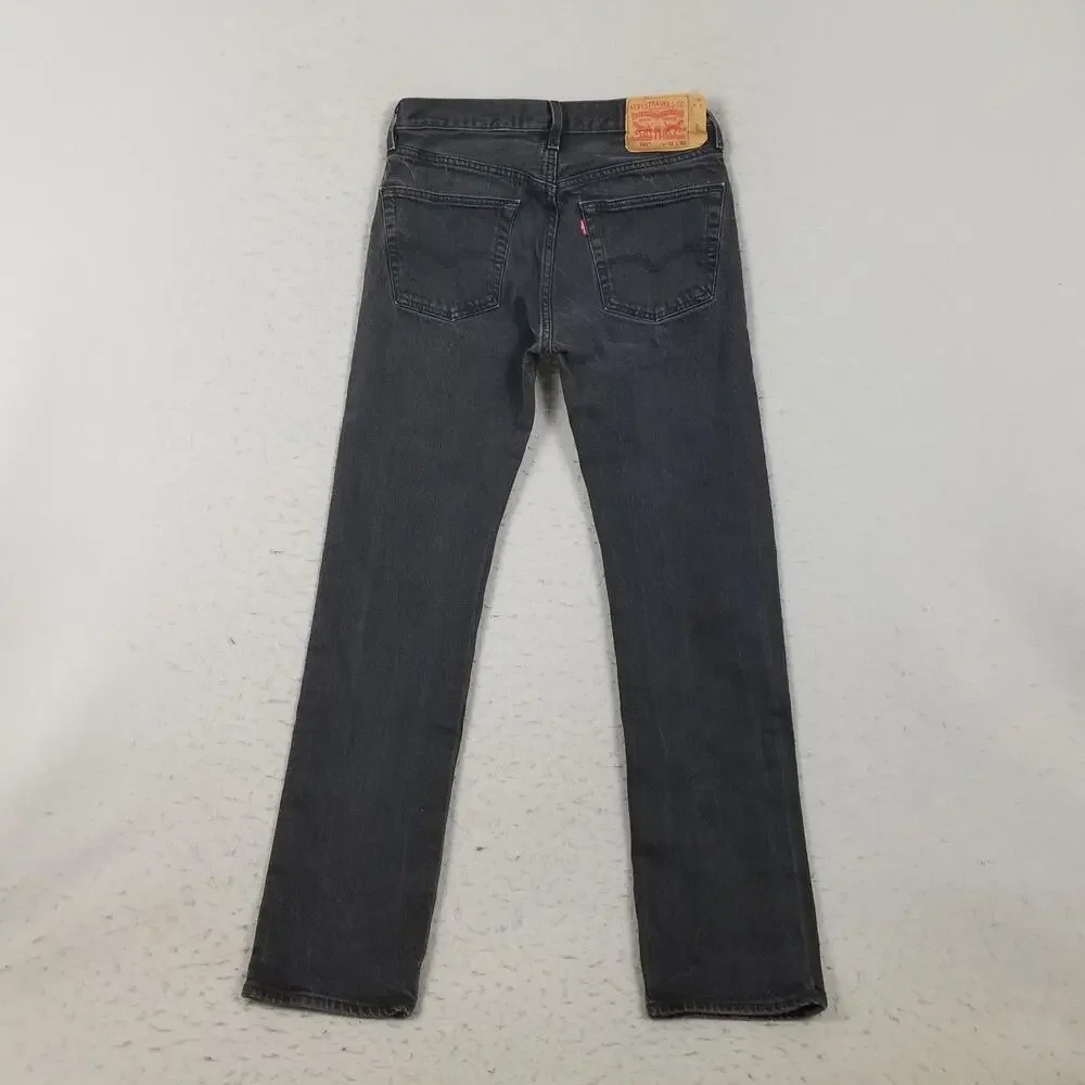 Levis 501 Jeans Mens 31x32 Gray‎ Straight Leg Button Fly Stretch Denim Charcoal